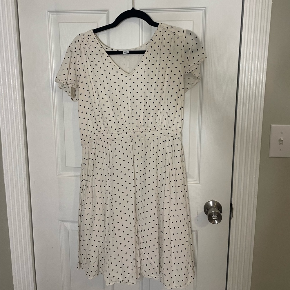 Old Navy White with Black Polka Dot Dress Size Large